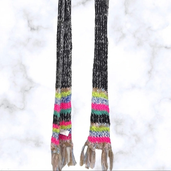 Collection 18 Fringe Multicolor Stripe Fuzzy Scarf - Picture 3 of 7